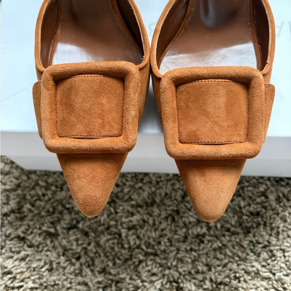Manolo Blahnik Suede Pointed Mule in Rust Brown - Picture 9 of 9